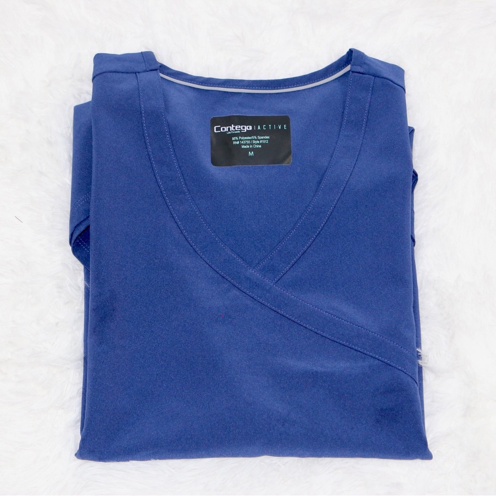 Contego Active Stretch Navy Scrub Top- Size M - NWT